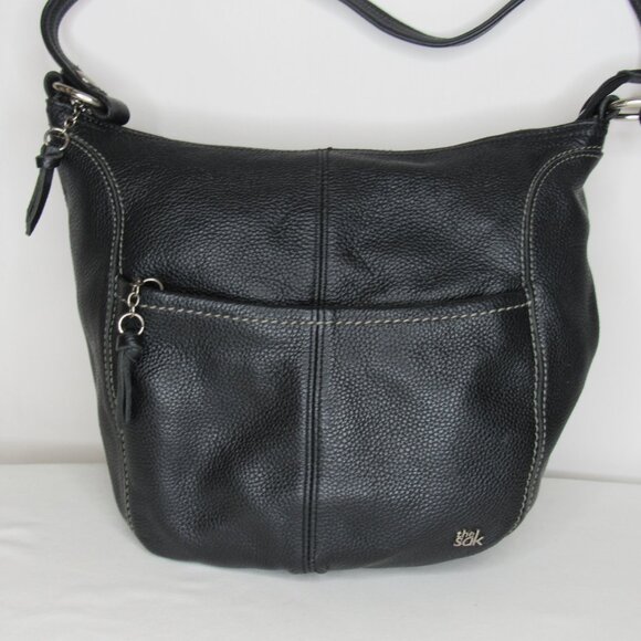 The Sak Black Pebbled Leather Hobo Style Shouder Bag Purse - Picture 2 of 9